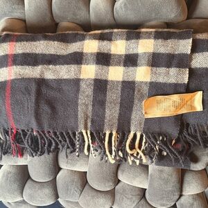Burberry Black and Cream Plaid Scarf